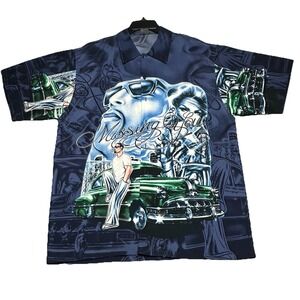 Vintage Winners Lowrider‎ Chicano Button Up Shirt "Missing you" Size Men's XL